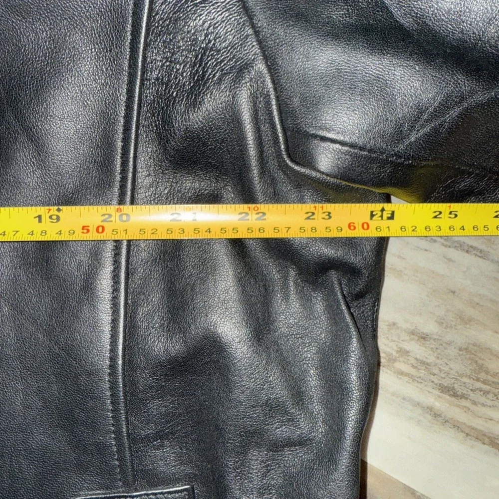 Black Soft Lightweight Leather Dress Jacket Coat Lined Men's Size XL